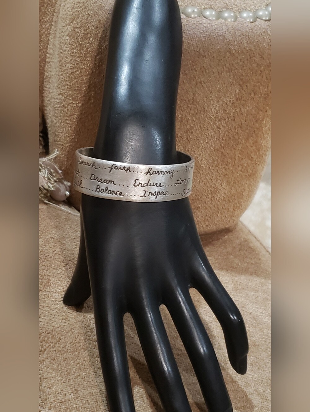 Silver-tone  Inspirational Script Cuff Bracelet